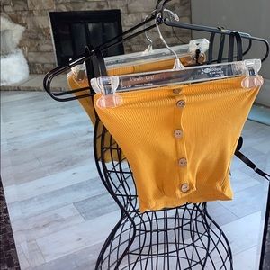 Yellow Button Down Tube Top